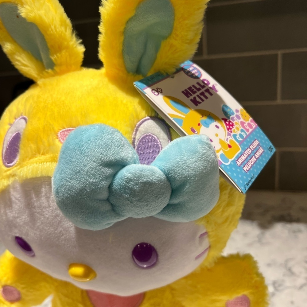 NEW Hello Kitty Easter Side Stepper yellow bunny musical animated plush - Picture 3 of 8